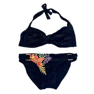 Blk Bikini Set w/floral design bottom